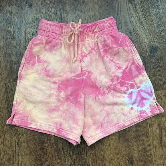 Frankie’s Bikinis Burl Sweatshorts Pink Orange Tie Dye Size Extra Small - Picture 2 of 6